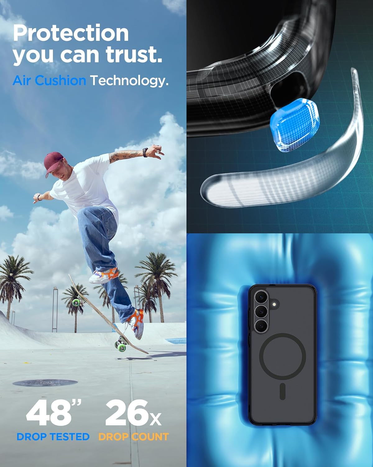 for Galaxy S25 FE Case, Ultra Hybrid Magfit [Anti-Yellowing] [Compatible with Magsafe] [Fast Wireless Charging] - Frost Black
