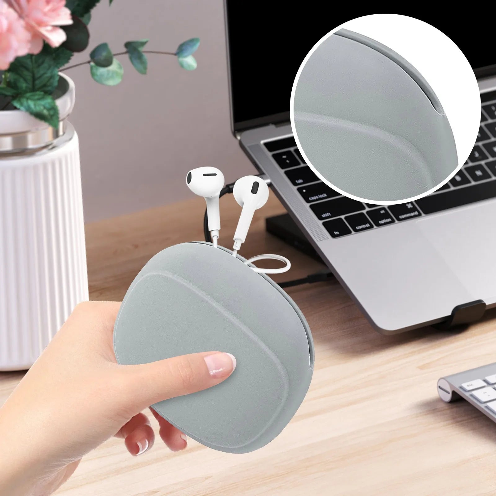Portable Silicone Data Cable Storage Bag Headphone Storage Box Cute Phone Charger Key Lipstick Storage Bag Travel Wire Organizer