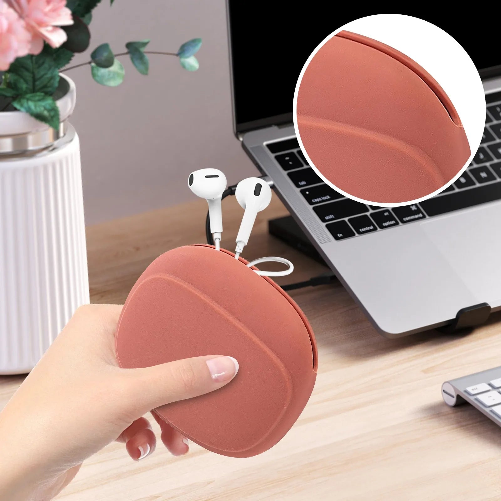 Portable Silicone Data Cable Storage Bag Headphone Storage Box Cute Phone Charger Key Lipstick Storage Bag Travel Wire Organizer
