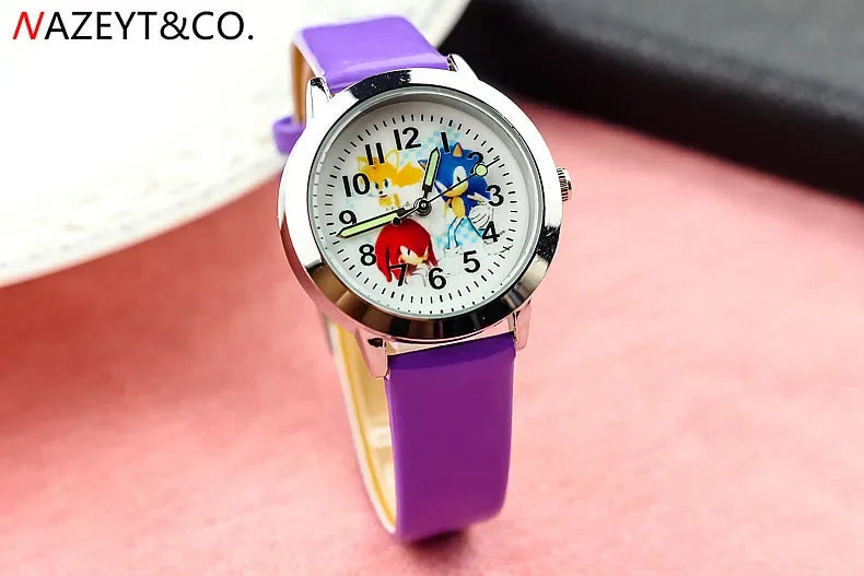 New Children's Sonic Cartoon Watch Hedgehog Anime Character Suitable as a Gift for Boys and Girls Student Watch Toy