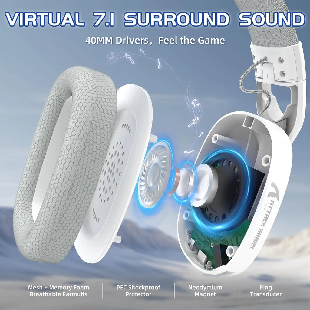 MAMBASNAKE x Attack Shark L90 Ultralight RGB Wireless Gaming Headset with Plug-in Microphone