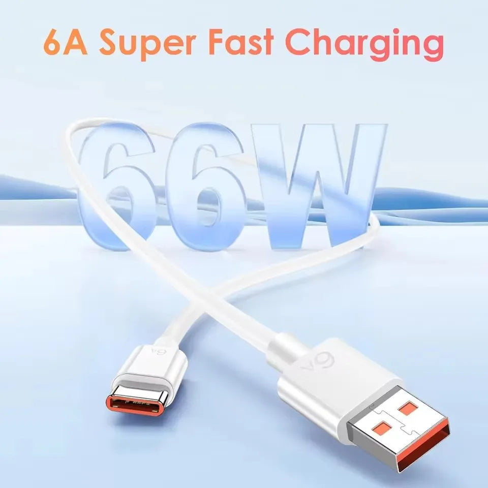 6A 66W Super Fast Charger Type C Cable 40 50 60 P50 P60 Nova 8 9 10 Honor 50 70 90 100 200 Lite X7 X8 X9 Magic 5