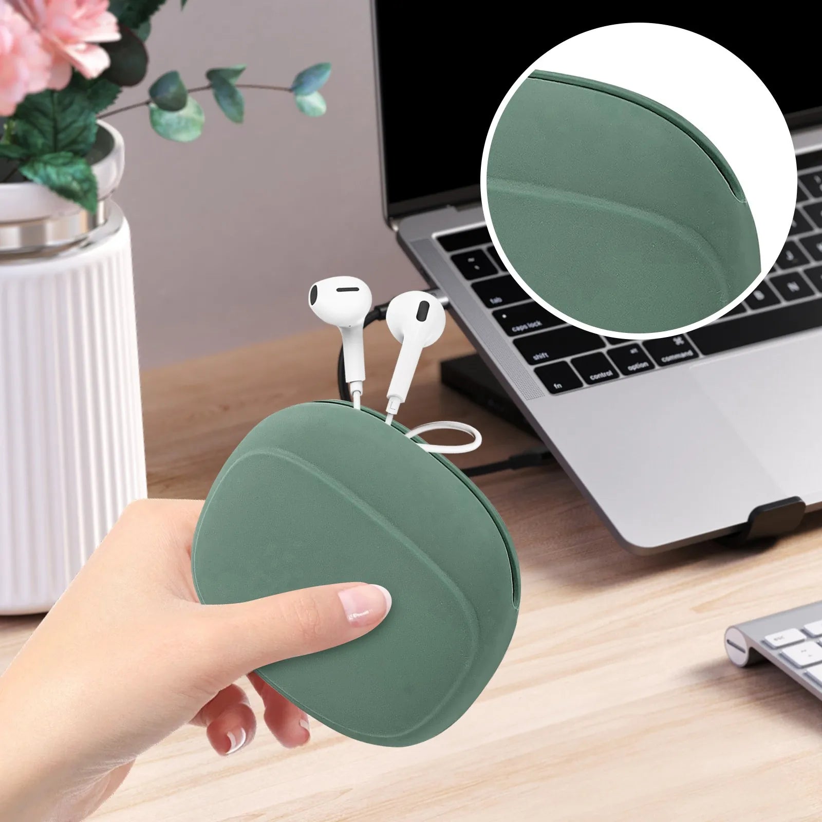 Portable Silicone Data Cable Storage Bag Headphone Storage Box Cute Phone Charger Key Lipstick Storage Bag Travel Wire Organizer