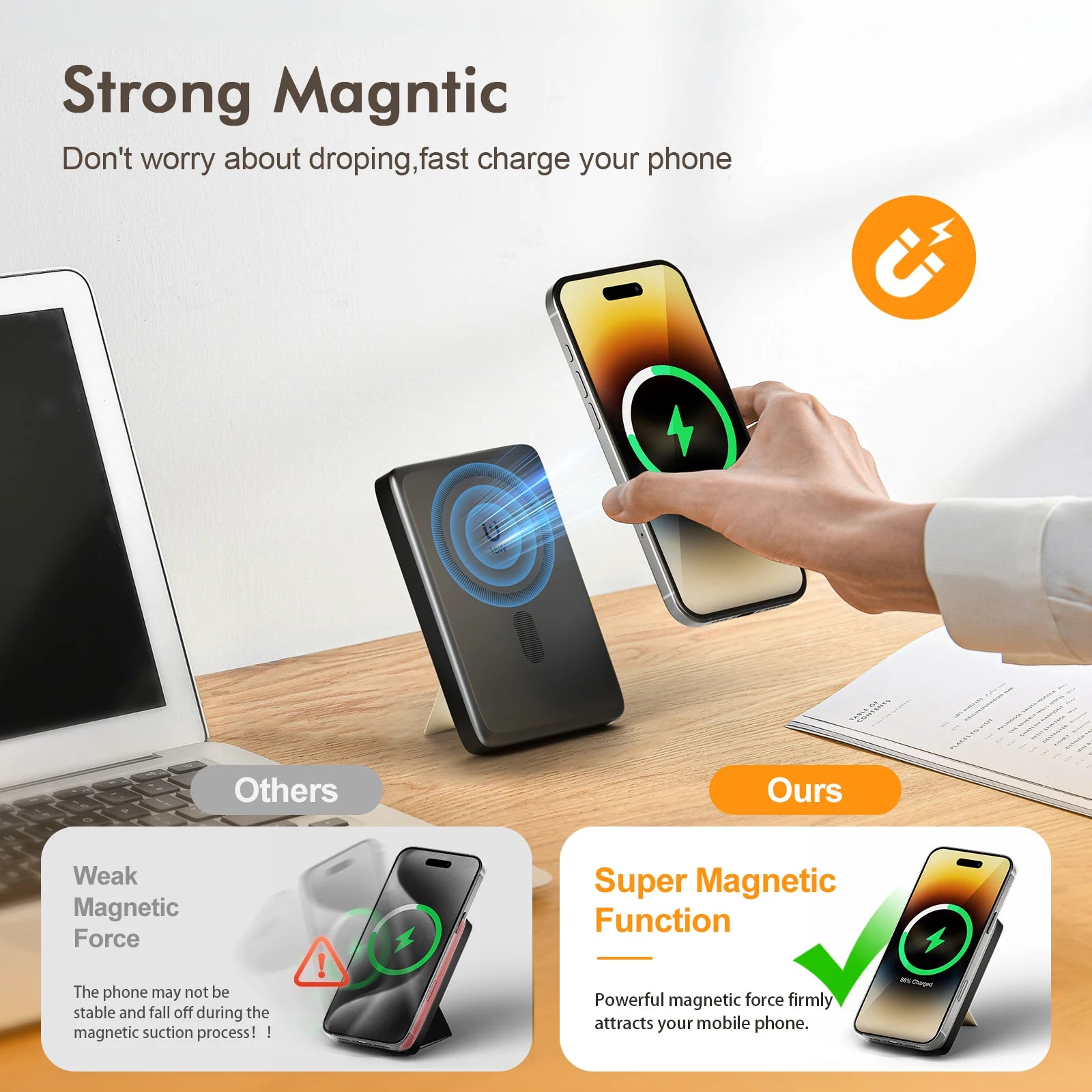 10000W Magnetic Power Bank Wireless Charger Portable Super Fast Charging 22.5W with USB C Cable For iPhone 16/15/14/13/12 Series