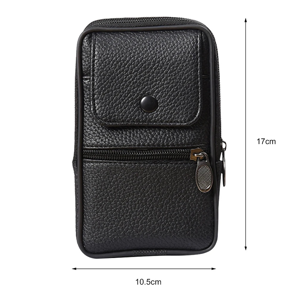 Men Cowhide Leather Fanny Waist Bag Quality Classic Texture Designer Business Male Phone Bags Solid Mobile Phone Belt Bum Pouch