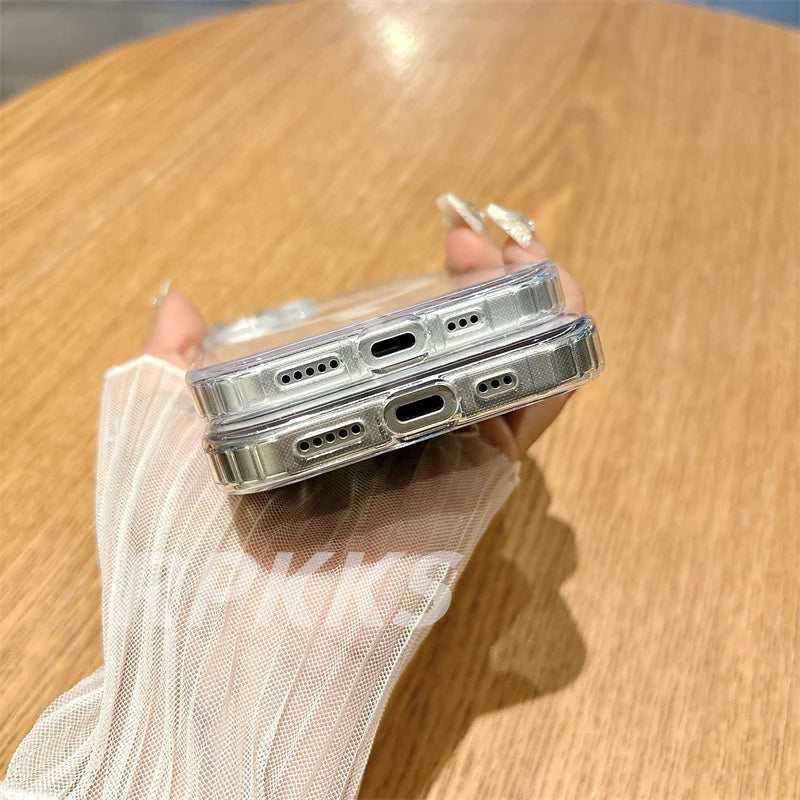 Transparent For Magsafe Magnetic Wireless Charge Case For iphone 11 12 13 14 15 16 17 Pro XS Max XR 16e 17 Air Hard Acryli Cover