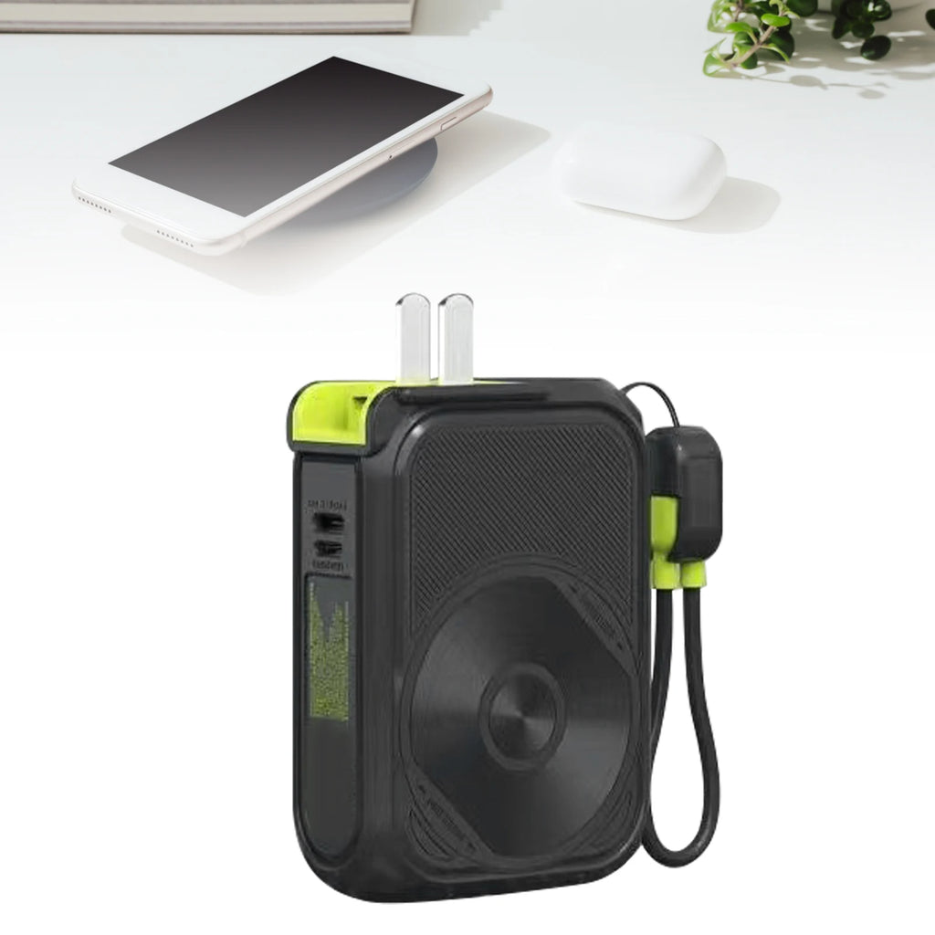Magnetic Power Bank 15W PD Fast Charging Multiple Ports Wireless Phone Charger with AC Plug Built in 10000mAh Battery Black