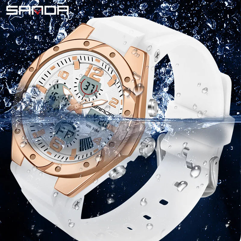 SANDA couple watch men's and women's waterproof multi-functional outdoor sports electronic watch