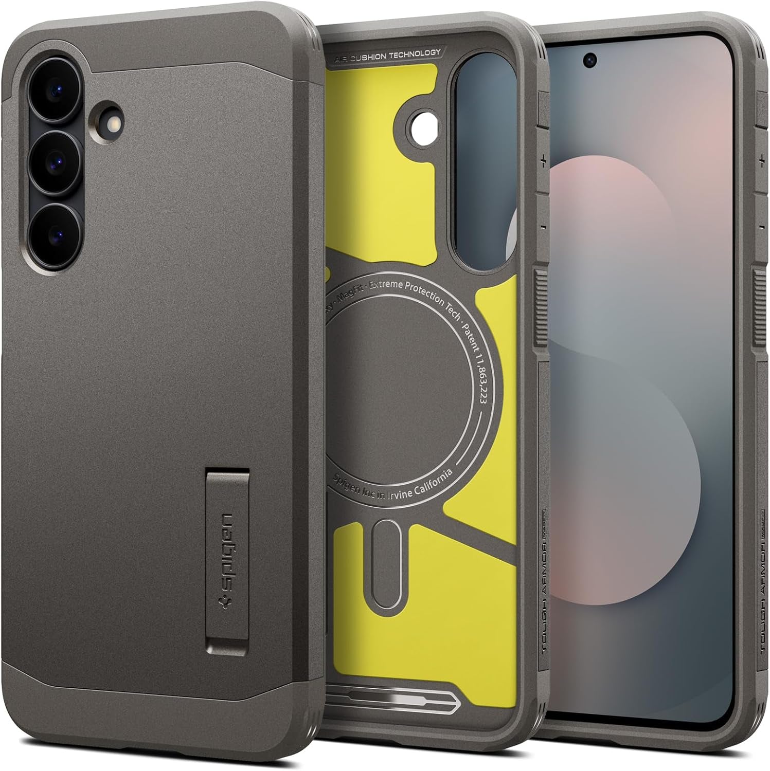 for Galaxy S25 FE Case, Tough Armor Magfit [Kickstand] [Compatible with Magsafe] [Military-Grade Protection] - Gunmental